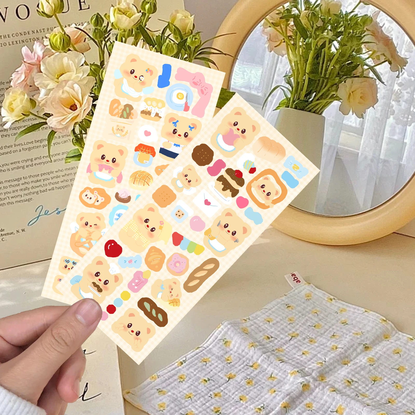 2PCS Butter Bear Stickers Exquisite Single Transparent Handheld Account Material Phone Case Laptop Luggage Waterproof Stickers