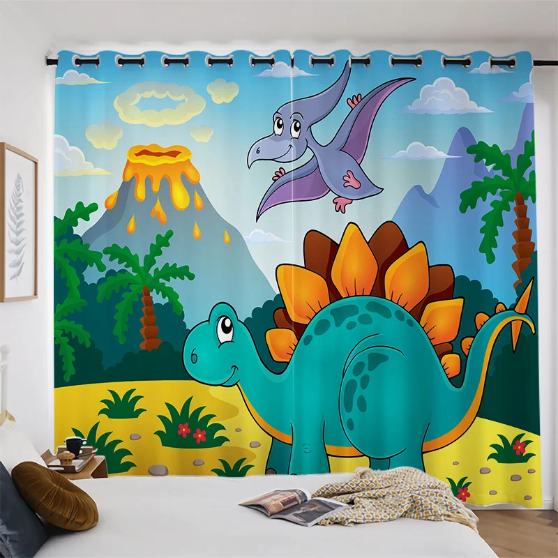 

Children's Room Curtain Cartoon Cute Dinosaur Digital Print Curtain Bedroom Living Room Window Curtain 2 Pieces Grmmet Top