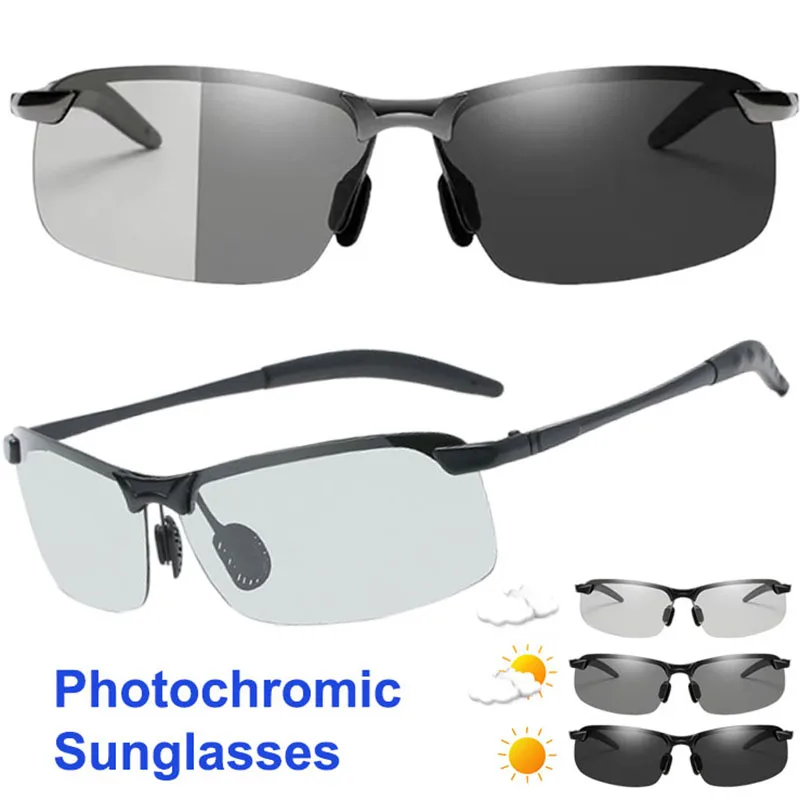 Photochromic Sun Glasses Men Outdoor Sports Polarized Sunglasses Male Driving Night Vision Glasses UV Protection Goggles Eyewear