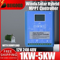 MPPT&PWM Charge Controller 1000w Solar & Wind Hybrid System Home Use 12v 24v 48v Auto Regulator For Wind Turbine Home Appliance