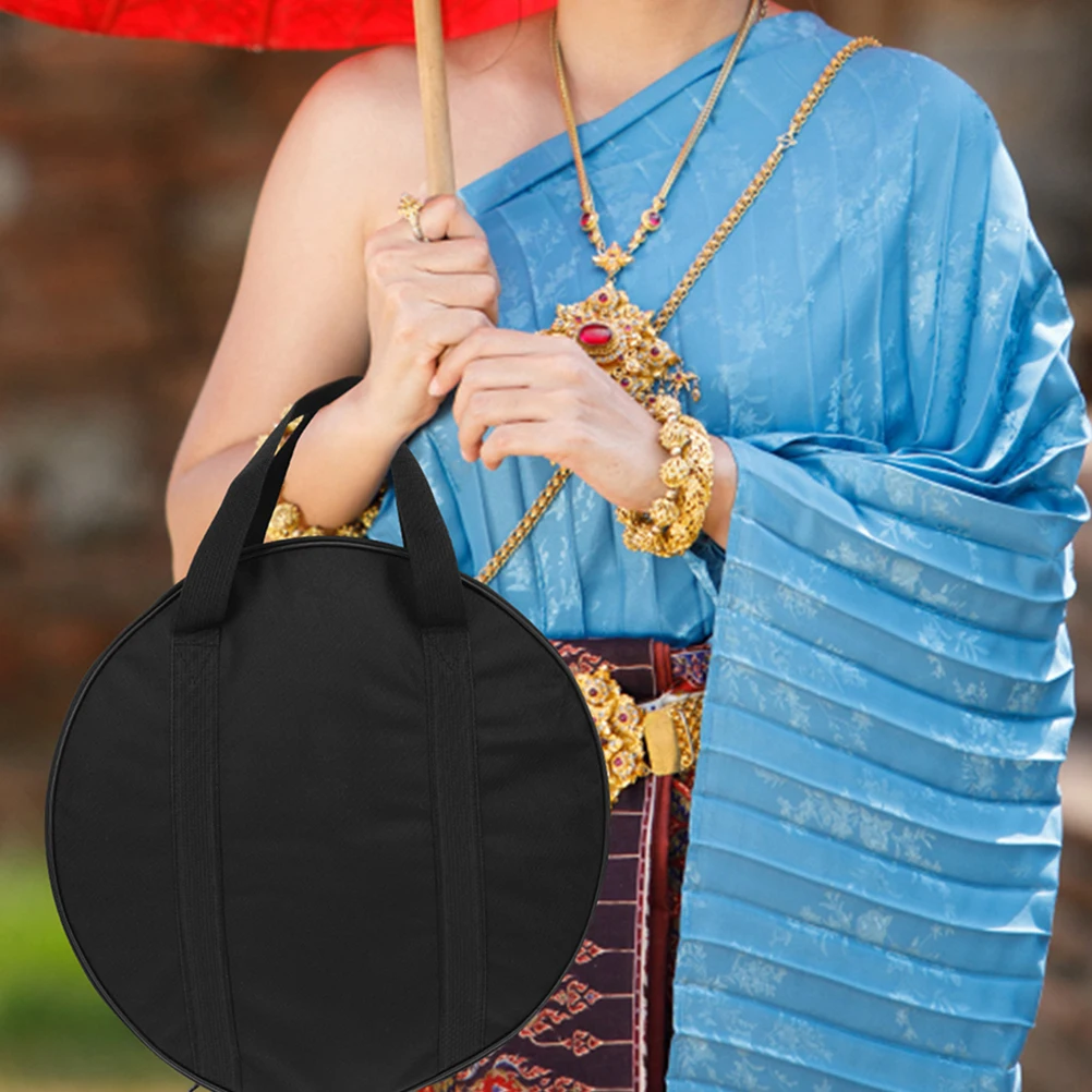 

2pcs Gong Bag Copper Drum Cymbal Holder 40cm Diameter 8cm Thick Oxford Waterproof Portable Storage Carrying Case Black