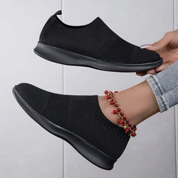 Women Vulcanized Shoes High Quality Women Sneakers Slip On Flats Shoes Women Loafers Plus Size 44 Walking Flat