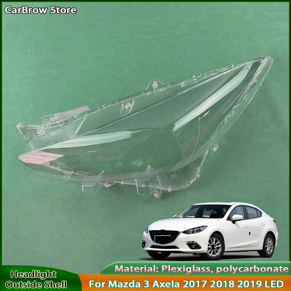 

Car Front Headlight Cover For Mazda 3 Axela 2017 2018 2019 LED Lampshade Lampcover Head Lamp light Covers Shell
