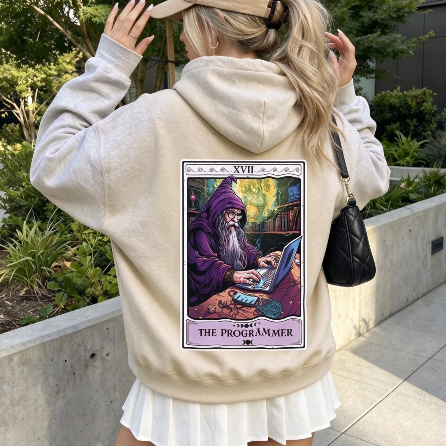 Programmer Tarot Hoodie Funny Coding Sweatshirt Wizard Shirt Tech Card Nerd Gift Geek Apparel Fantasy Casual Streetwear Unisex