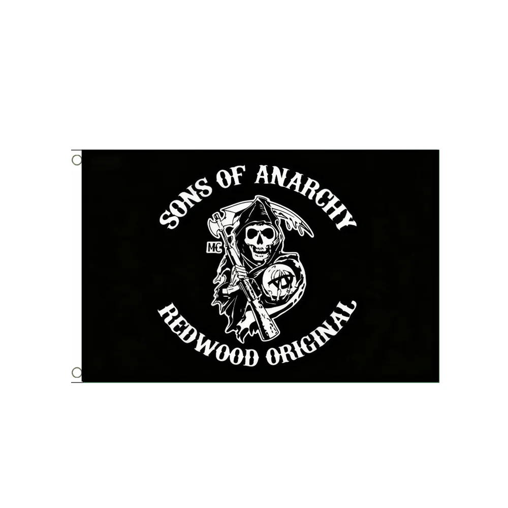

Grim Reaper Skull Motorcycle Club Themed Flag 2x3ft 3x5ft Black White Polyester Durable Banner Outdoor Indoor Decor