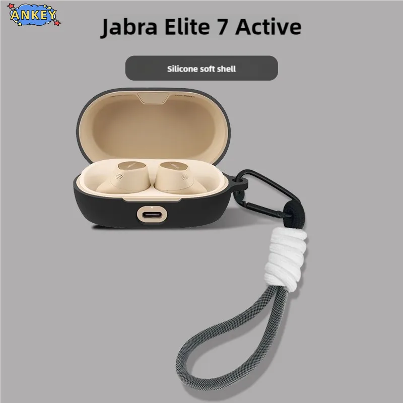 for Jabra Elite 7 Active Case Soft Protective Cover Nylon Lanyard Jabra Elite7 Pro Shells Sleeve Hand Rope Strap Accessories
