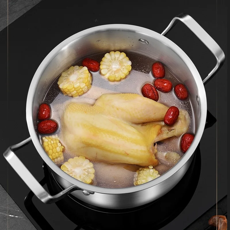 24/26/28/30cm food grade thick stainless steel soup pot gas or induction cooker all can use stewed chicken