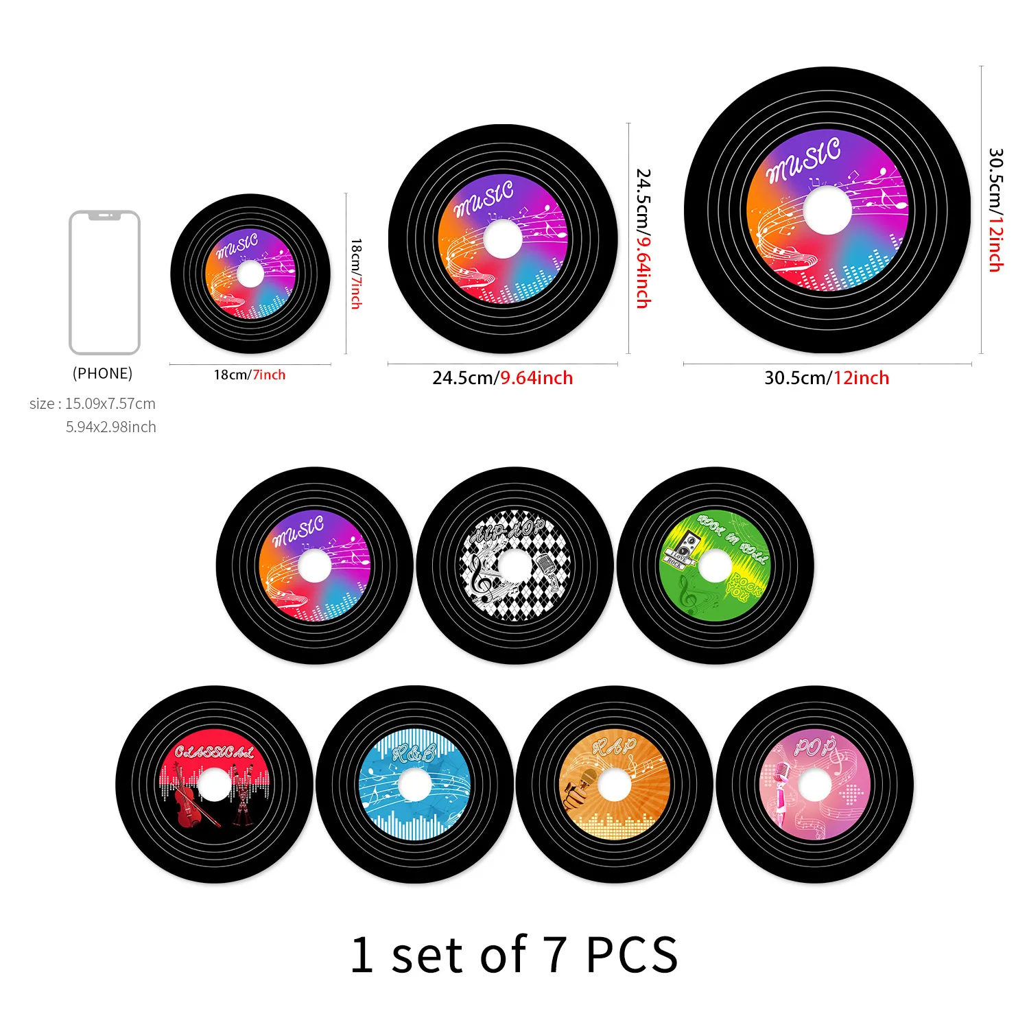 Velvet Touch PVC Vinyl Record Wall Sticker Waterproof Self-Adhesive for Living Room Bedroom Music Store Decor Removable DIY view 5