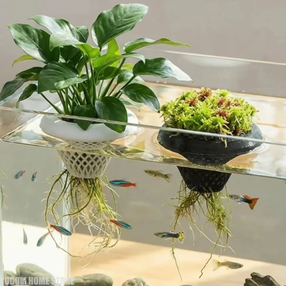 Floating Aquarium Plant Pot 3D Floating Hydroponic Plant Fish Tank Aquatic Planter for Water Plants Decor Floating Pot Fish Bowl