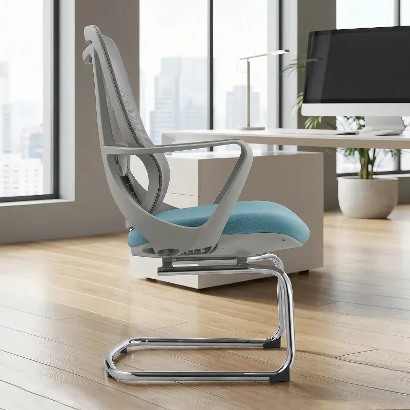 #￥Ergonomic Mid-Back Mesh Office Chair- Bow-Shaped Base for Stable Support