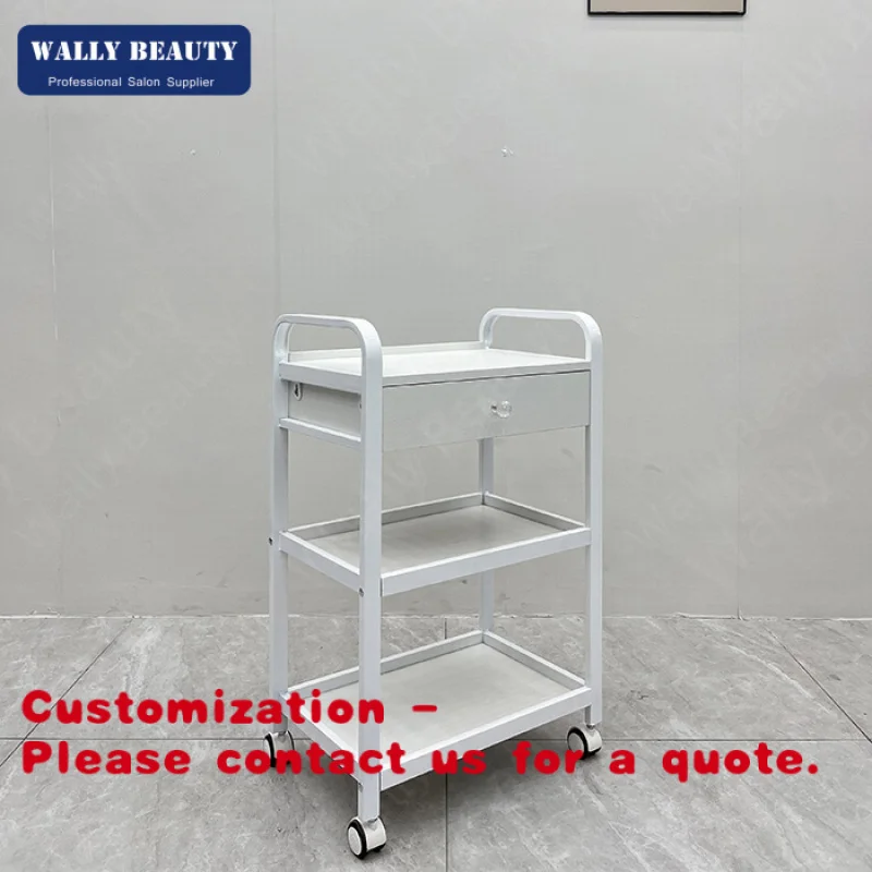 Customize.Wooden 3 Layer Barber Salon Trolley Cabinet Hair Cart Storage Beauty Salon Trolley