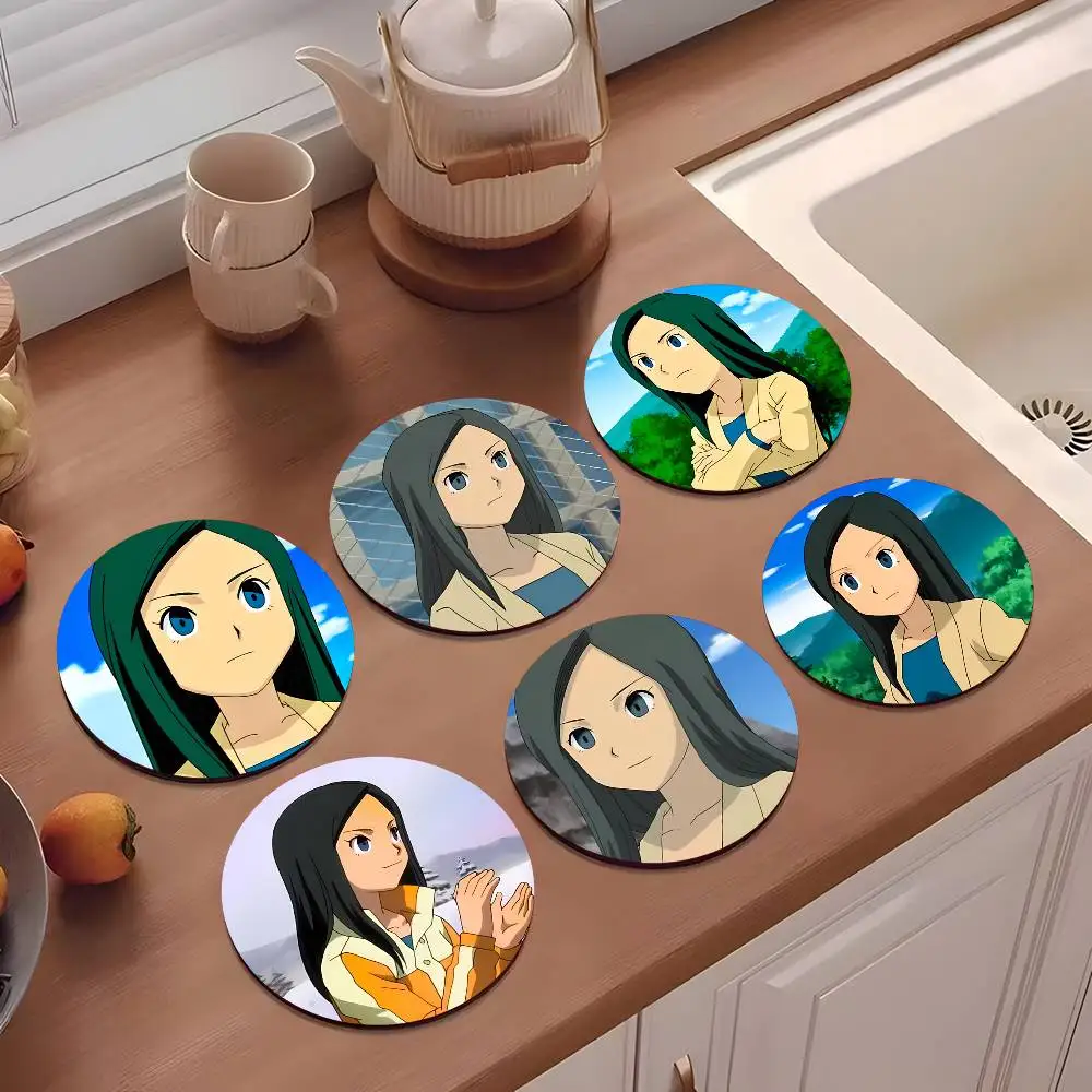 

1pc Inazuma Eleven Kira Hitomiko Wooden Coaster Colour Printing Cup Mat Home Desk Decoration Gifts