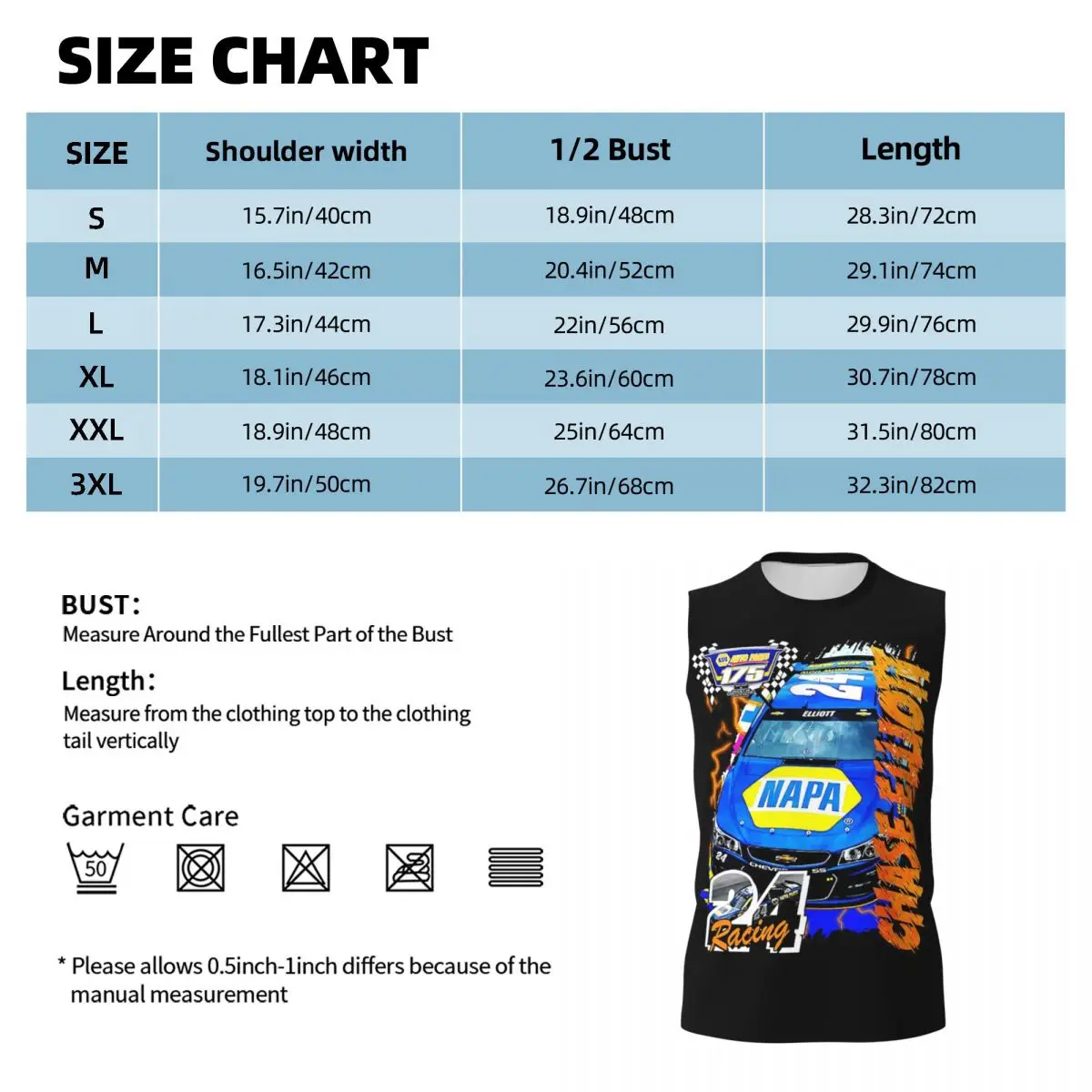 Chase Elliott NAPA Racing Men Printed Sleeveless T-shirt Casual Hip Hop Street Style Beach Holiday Tank Tops
