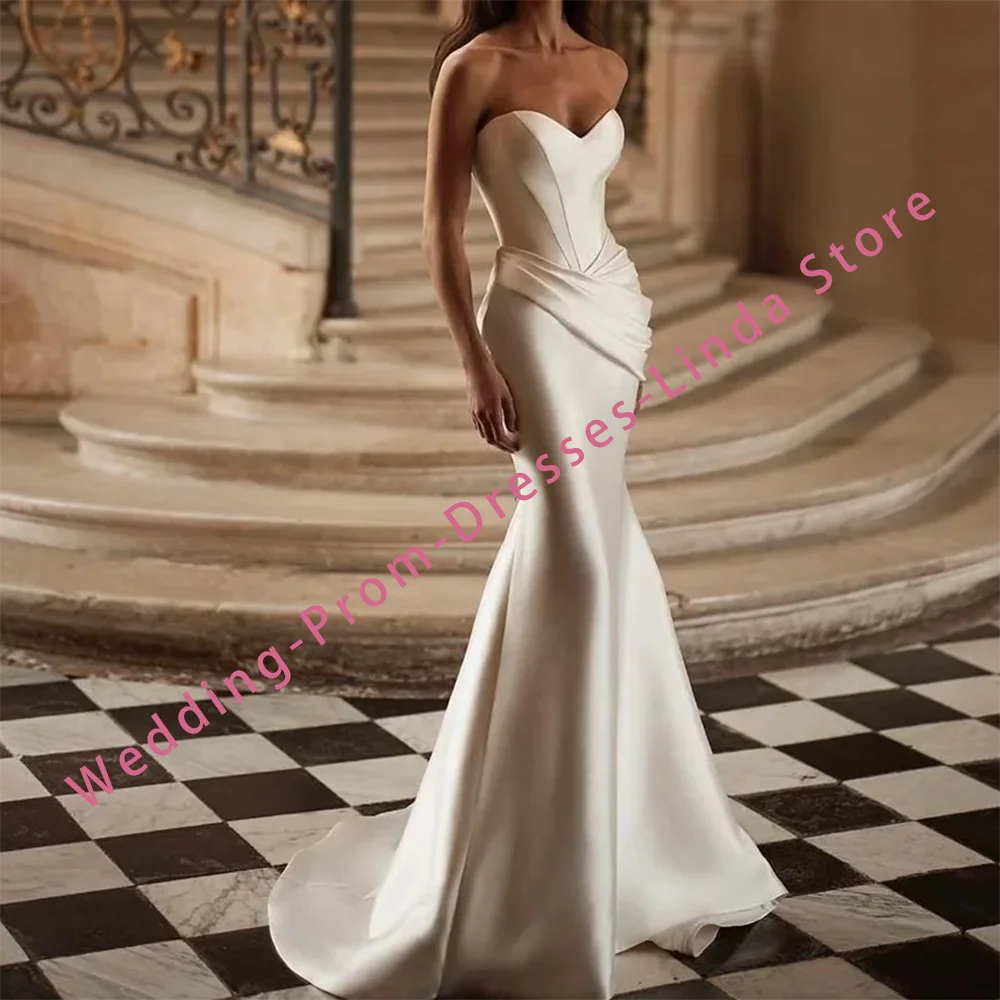 

Classic Strapless Sweetheart Pleat Mermaid Bride Wedding Dresses Bridal Gowns Customized