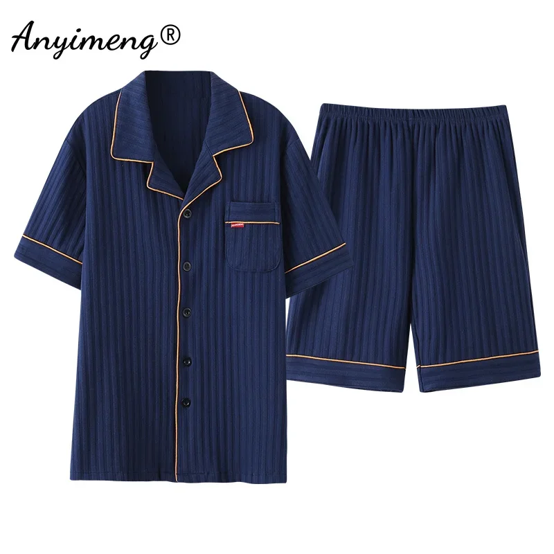 Nuevos pantalones cortos de verano de talla grande 4XL para hombres jóvenes, ropa de dormir de algodón, Pijamas Darkgray, Pijamas de moda con cuello