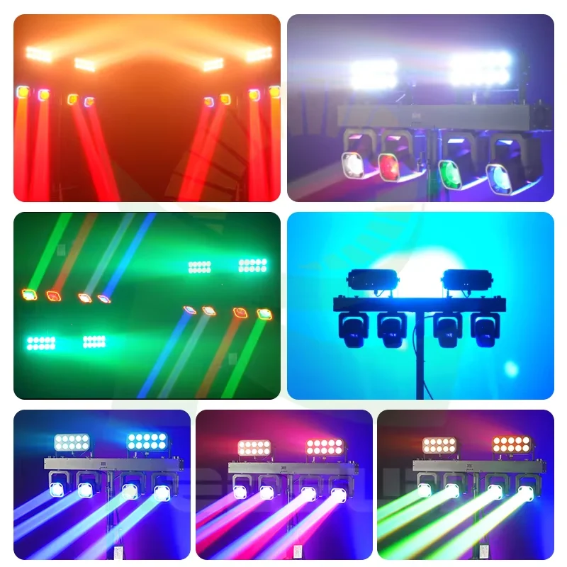 Portable 200W Moving Head DJ Lights Remote Control RGBW DMX512 Stage Bar Light for Disco Party Wedding Nightclub KTV Events