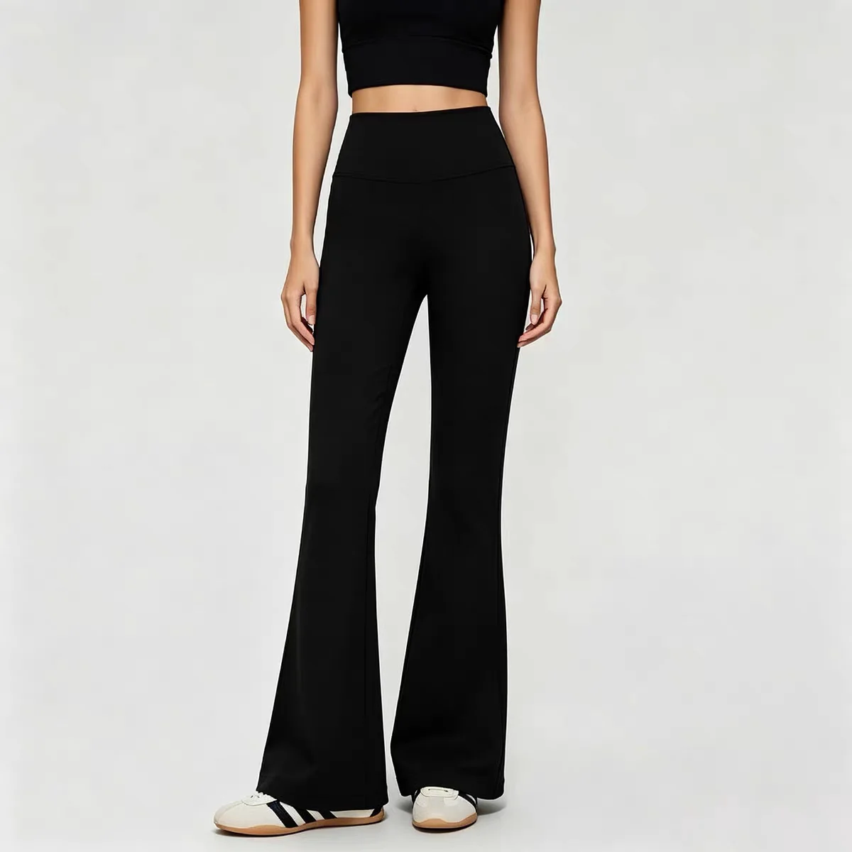 Yoga-Hosen für Damen, hautfarben, hoch geschnitten, mit Hüftformendem Effekt, weite Beine, Tanz- und Sportleggings, atmungsaktiv, für Training und Fitness. – Detail 5