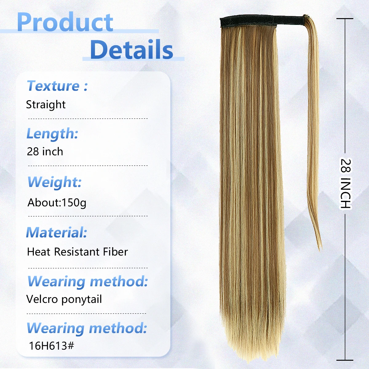 Synthetic Ponytail Hair Extensions 28inch Wrap Around Ponytail Hairpiece Mulitcolor for Women Girls Daily Party