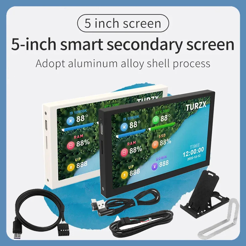 5 Inch IPS TYPE-C Secondary Screen Computer CPU GPU RAM HDD Monitor USB Display For Freely AIDA64 for Windows 10 11