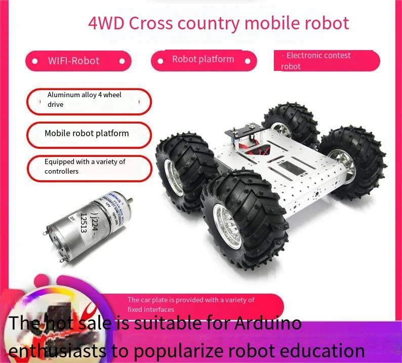 Chassi de carro robô inteligente 4wd, para arduino com roda de 130mm, plataforma móvel, brinquedo diy rc, experimento de rastreamento, kit de brinquedos programáveis