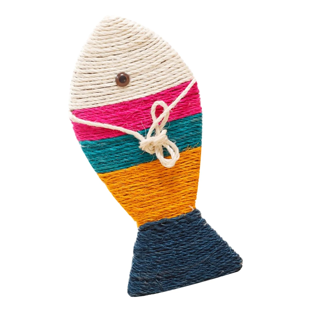 

Cat Scratching Mat Sisal Pad Fish Shaped Design Colorful Cardboard Floor Toy Great Furniture Protector Pet Pad