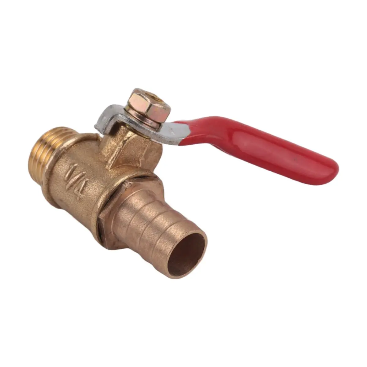DT19 10mm Hose Barb 1/4 PT Male Thread Lever Handle Brass Ball Valve Gold
