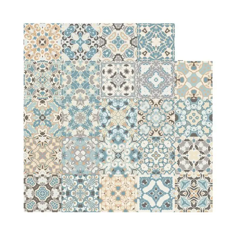 Peel And Stick Tile Sticky 24 Pieces Colored Wall Decals Self-Adhesive Tile Stickers Exquisite Pattern Wallpaper Waterproof