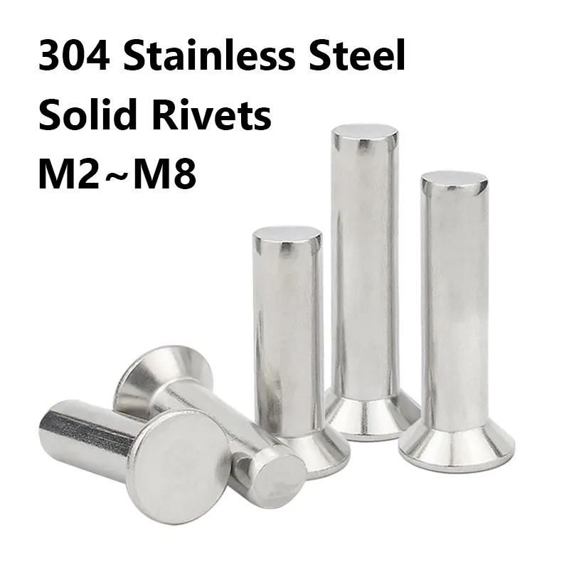 304 Stainless Steel Countersunk Head Solid Rivets M2 M2.5 M3 M4 M5 M6 M8 Self-plugging Percussion Hand Knock Rivet