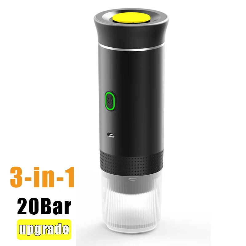 3-in-1 draadloze elektrische draagbare capsule-koffiezetapparaat voor auto en thuis Camping Koffiezetapparaat Capsulepoeder Reizen Espressomachine
