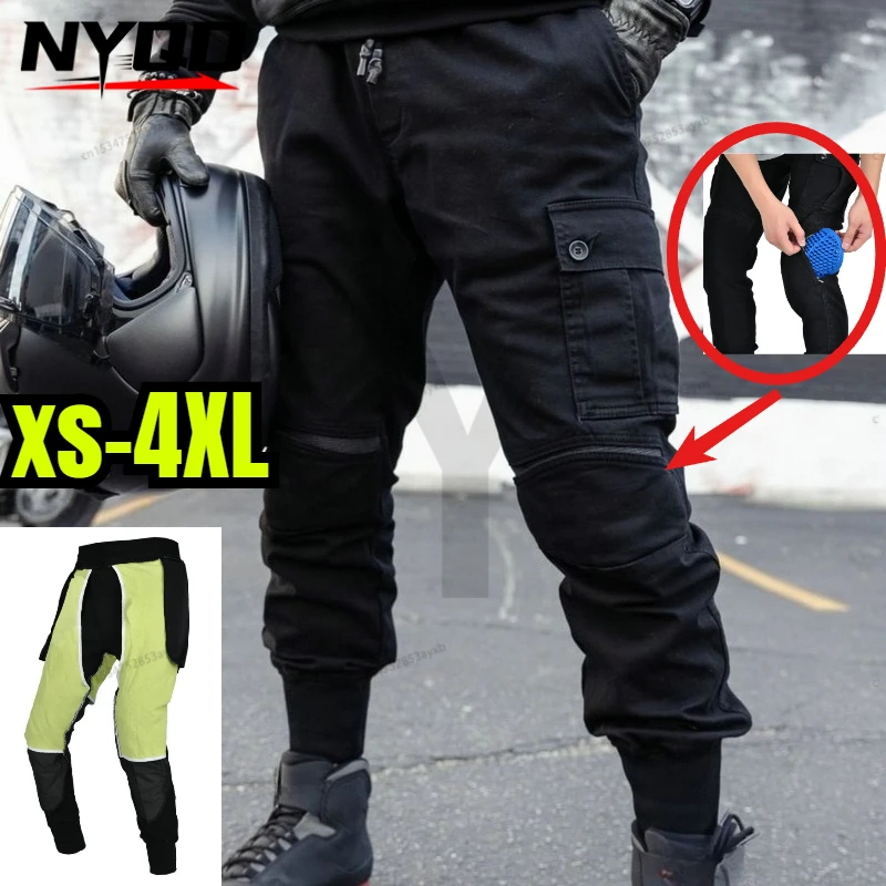 

Motorcycle Riding Jeans Men Kevlar Pants Soft Casual with Hip Knee Armor Adjustable All Season