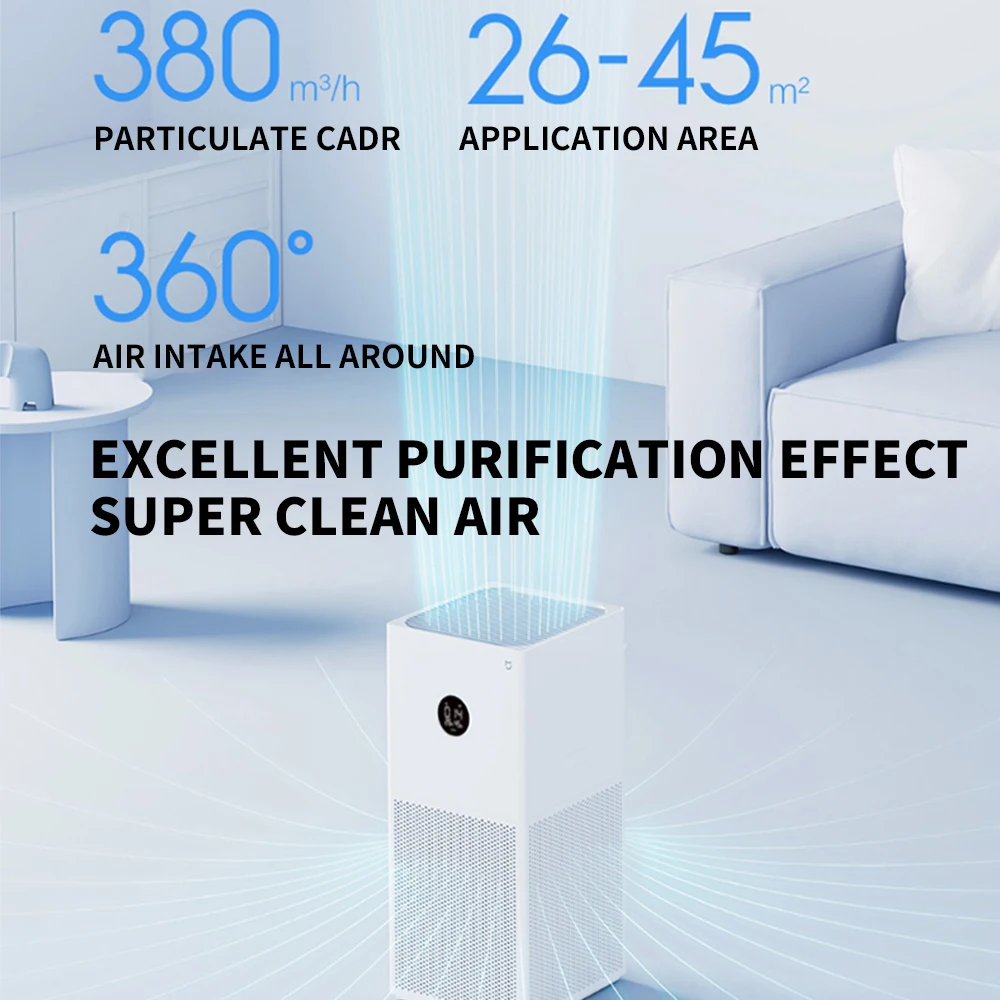 XIAOMI MIJIA Smart Air Purifier 4 Lite LED Display Quadruple Purification Aldehyde Removal Home Air Ionizer 35.8dB(A) Low noise