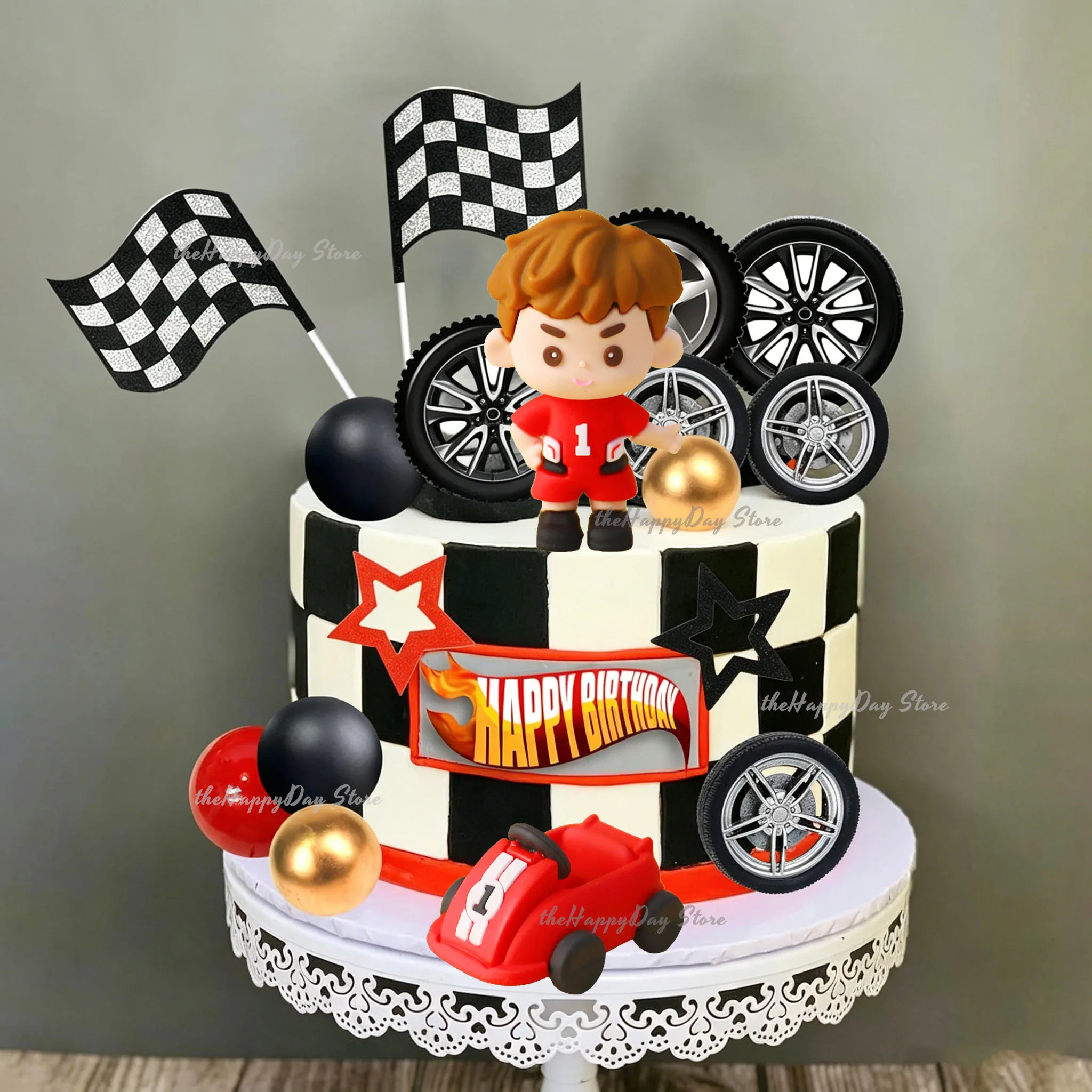 1Set Race Car Cake Toppers Tyr - Lighting Mcqueen Birthday Decor ulasan dan harga