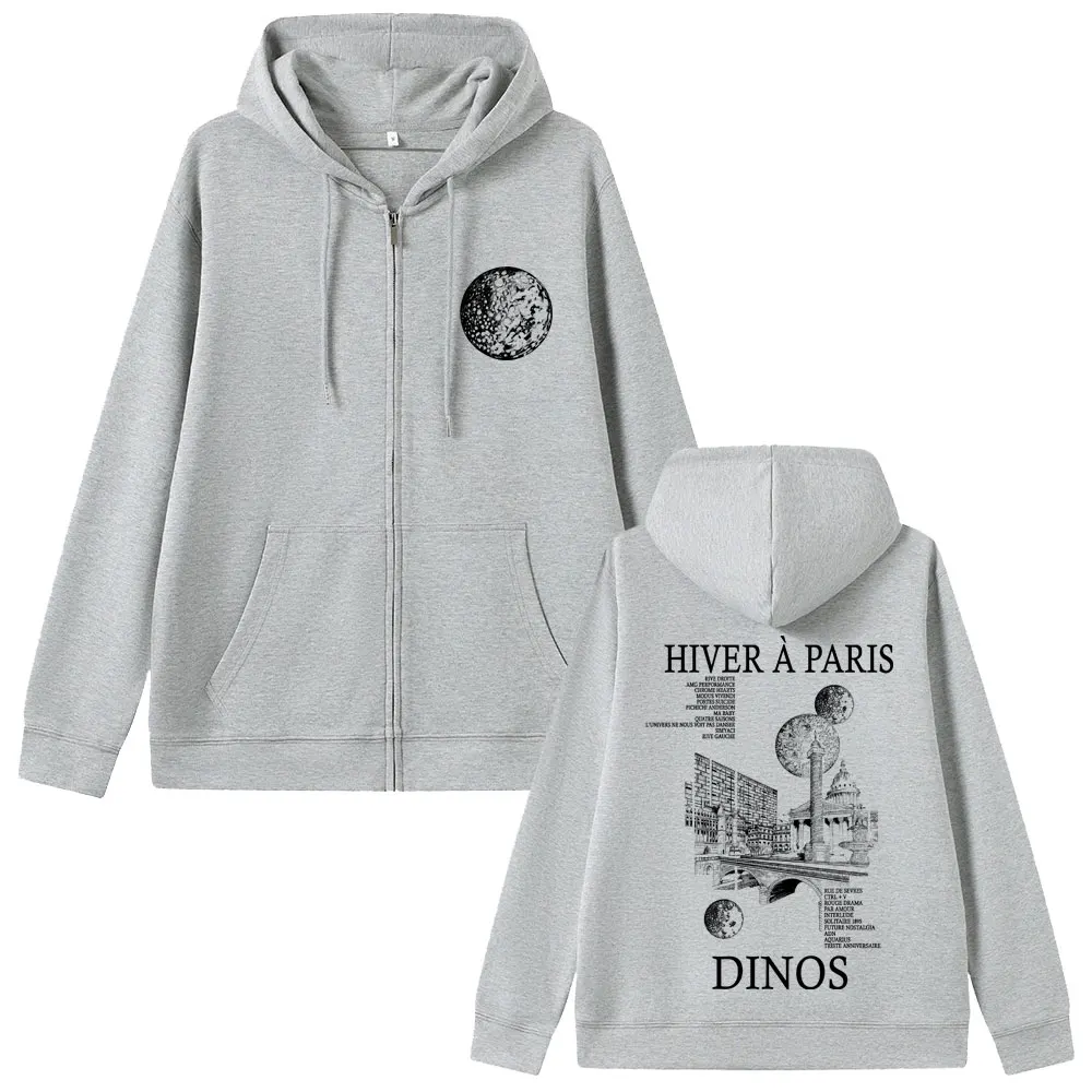 래퍼 디노스 히버 아 파리 앨범 그래픽 지퍼 후디 남녀 힙합 패션 팝 음악 스트리트웨어 남성 캐주얼 집업 재킷
