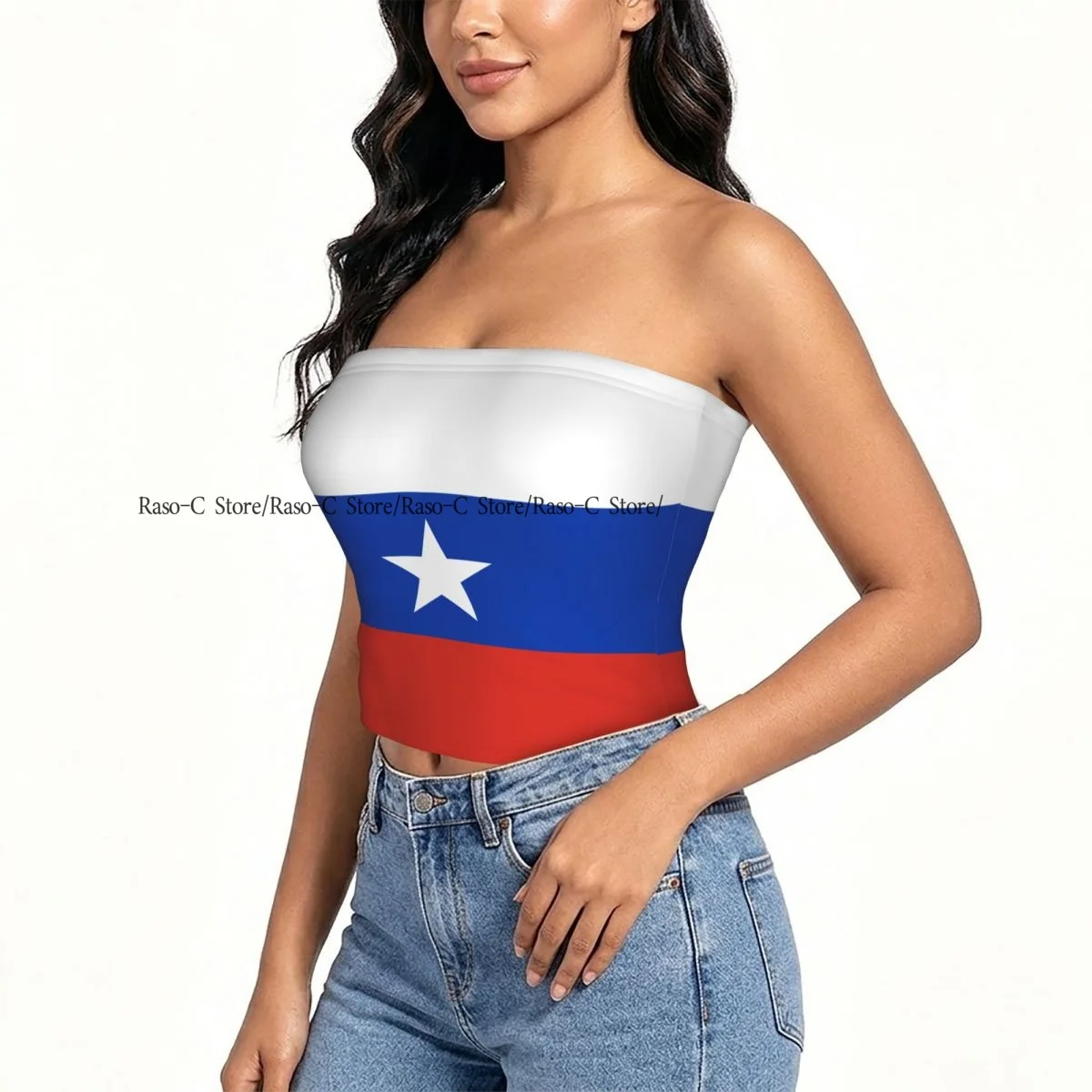 Women's strapless halter top Flag Of Chile summer sexy short-sleeved top