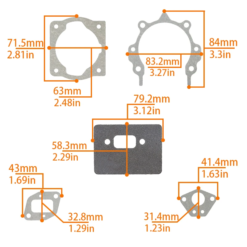 For Honda CG430 BC430 40-5 49CC Engine Garden Tools Grass Trimmer Chainsaw Engine Cylinder Sealing Gaskets Full Set