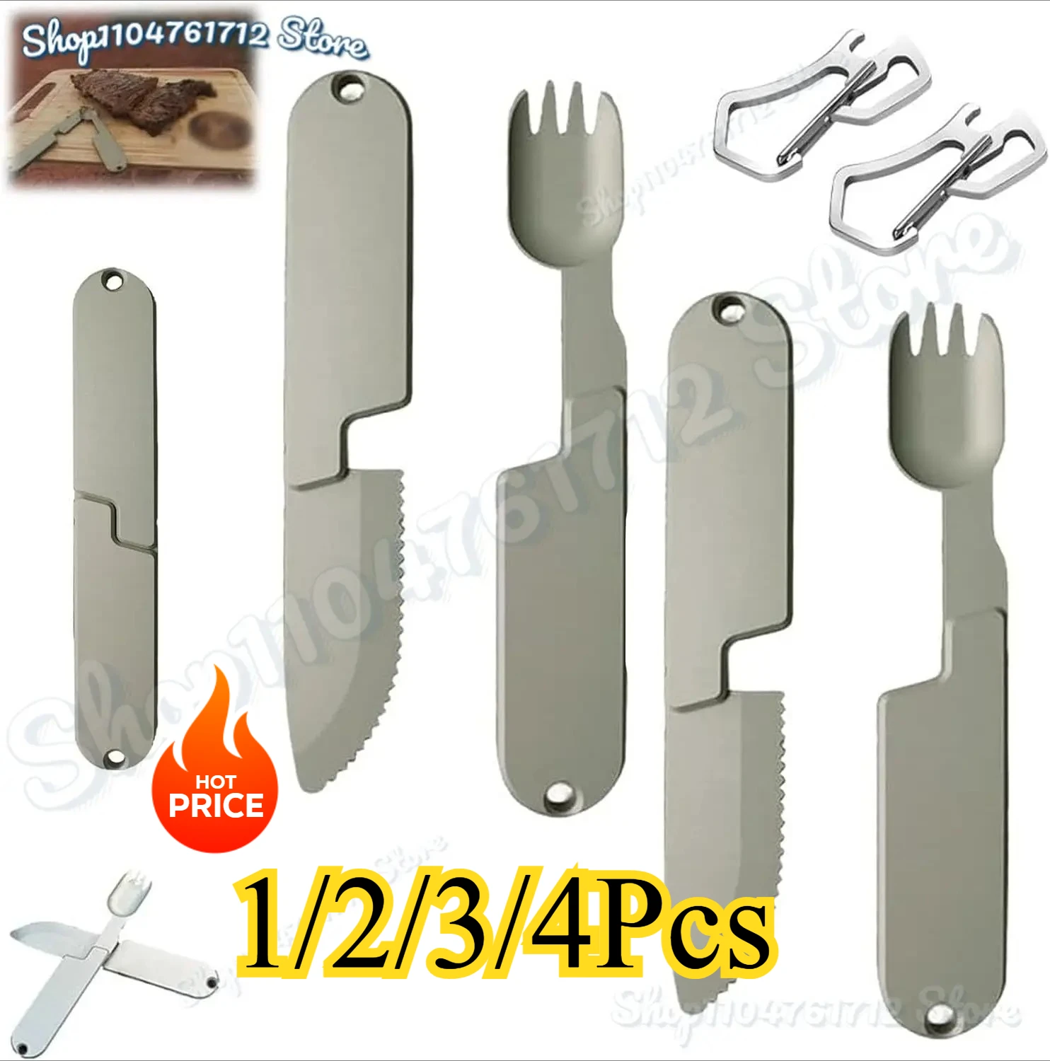 

2025 New Kopak Utensil Set 2 in 1 Camping Eating Utensils Set,Detachable Pocket Wilderness Stainless Steel Fork and Spoon Tool