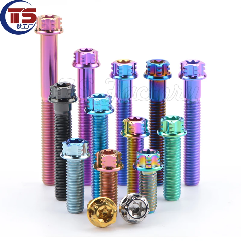 TS（10pcs)Titanium Bolts  M8X10/15/20/25/30/35/40/45/50/55/60/70/80/90/100mm TORX Head Bolts Screw for Brembo Motorcycle Parts