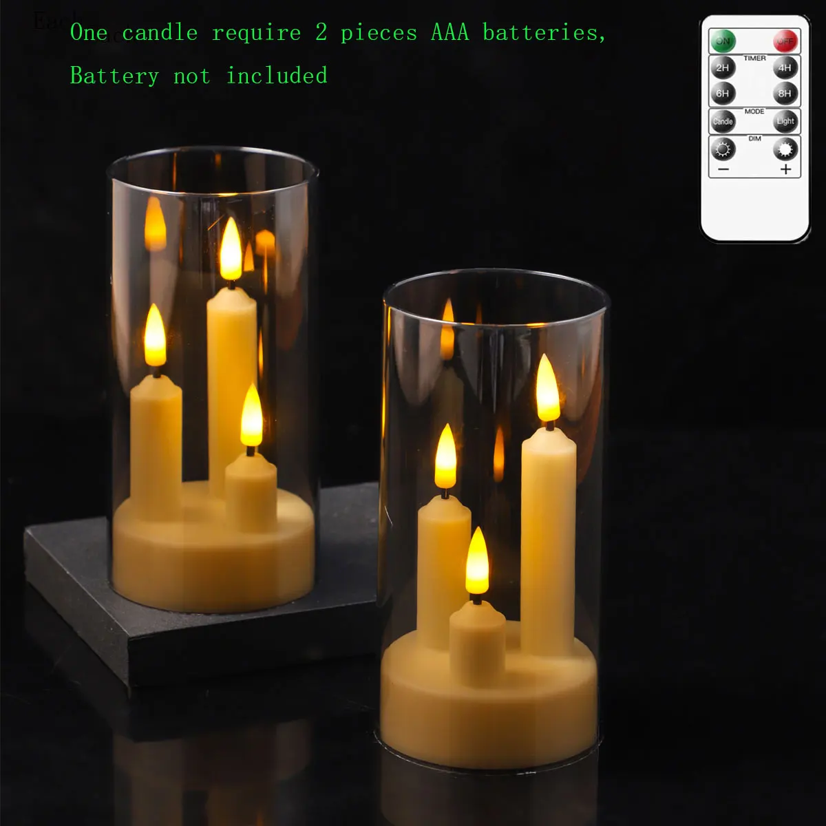 Pack of 2/3 Pieces Plastic Pillar/Taper Candles With Remote Control,Rechargeable or Battery Operated Home Decorative Christmas