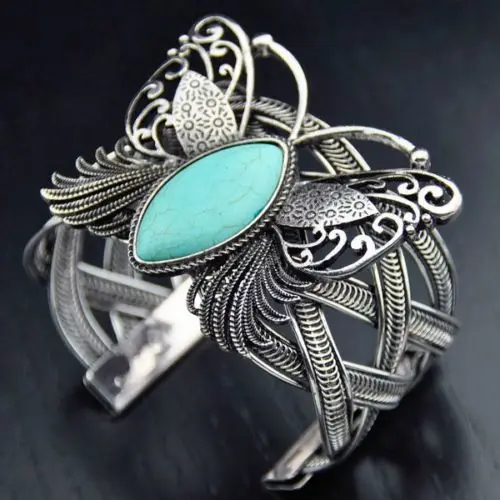 Beautiful Turquoise Butterfly Cuff Bangle Bracelet for Women Men Jewelry Gift