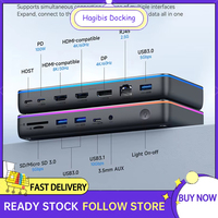 Hagibis DisplayLink USB C Docking Station Triple Display 3 Monitors with DP MST Hub 100W PD RJ45 LED for MacBook M1 M2 Windows