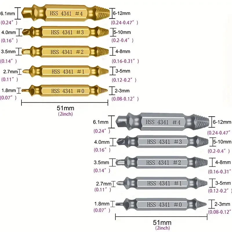 5/6Pcs Damaged Screw Extractor Drill Bit Set Stripped Broken Screw Bolt Extractor Remover Easily Take Out Demolition Tools