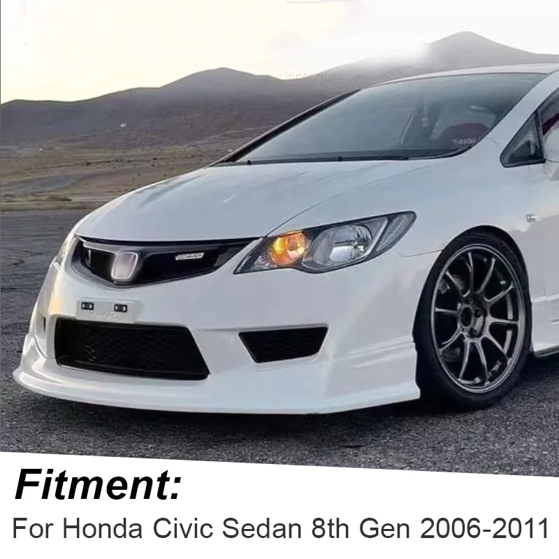 For Honda Civic 2006 07 08 09 10 11 8th Sedan F D 2 Style Front Bumper Mesh Grills Black Carbon Exterior Decoration Accessories - view 2