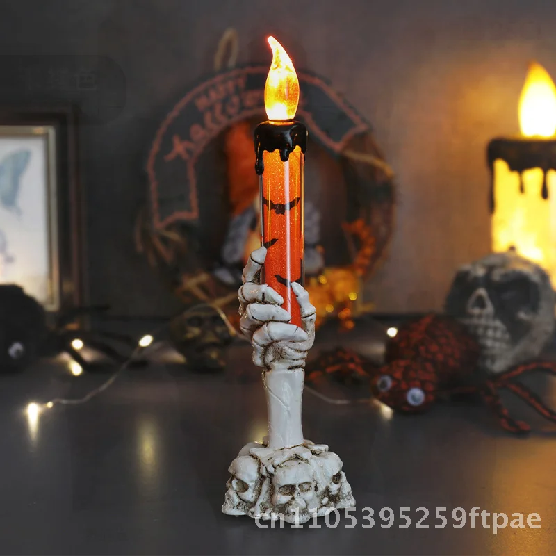 Halloween Skull Ghost Hand Lamp Remote Control Candlestick Light Creative Home Decoration Props Multicolor Ornaments