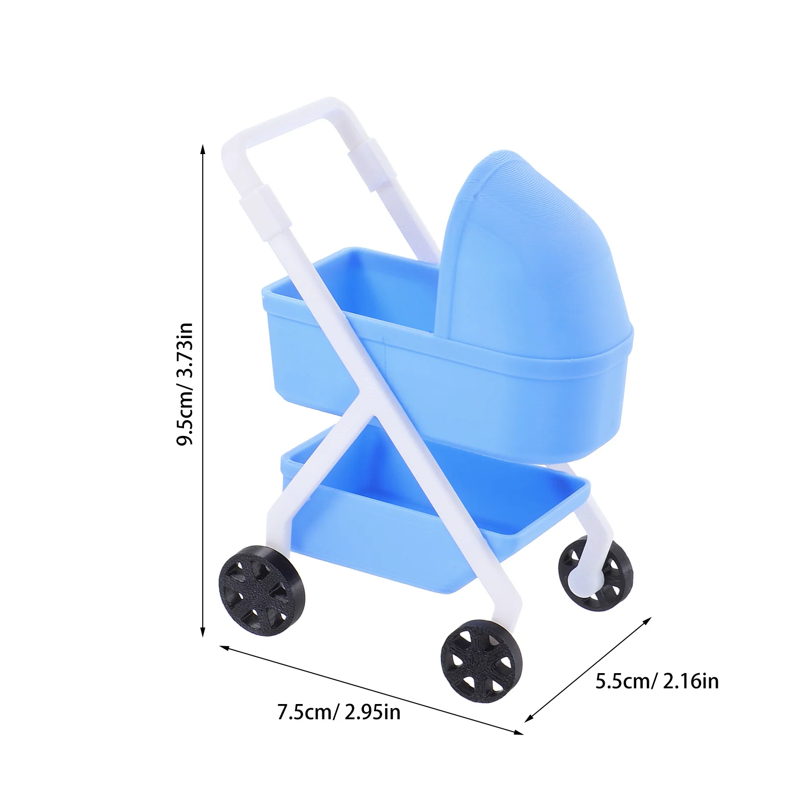 Stroller Realistic Dollhouse Decor For Kids Roleplay Lightweight Plastic Carrier Compatible With Small Furniture