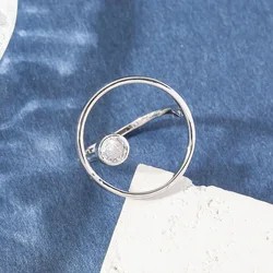 Simple Geometric Ring Zirconia Ring Personality Niche Design Vintage Open Ring Fashion Temperament Women's Wedding Accessories