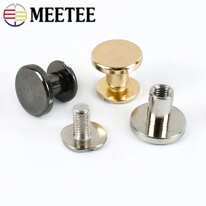 Meetee 20/50Pcs 5-8mm Flat Head Screws Nail Rivet Buckle Bag Book Notebook Metal Binding Belt Hardware Spikes Buckles Accessory