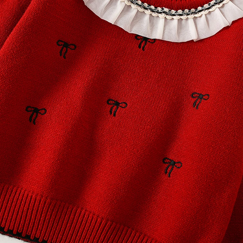 2025 جديد الخريف 2-6Yrs طفل الفتيات الملابس مجموعة طويلة الأكمام بلوفر مغزول سترة + تنورة قصيرة الاطفال محبوك ملابس رسمية