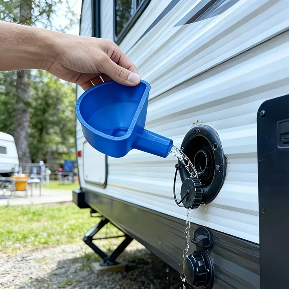 Portable Fresh Water Tank Filling Funnel For RV Camper Trailer Caravan Gravity Feed Refill Water Inlet Adapter