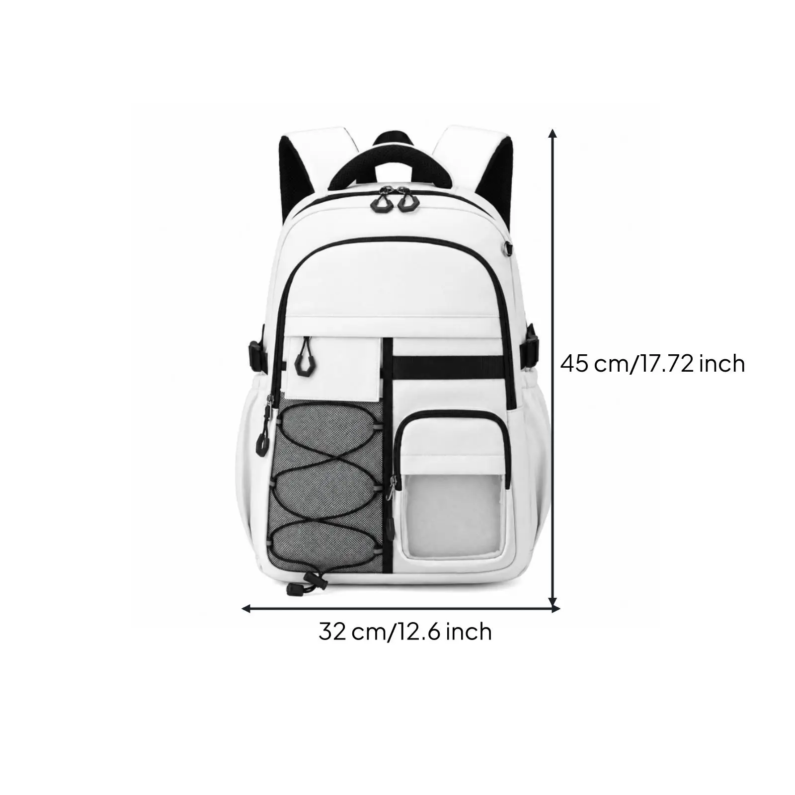 Casual Backpack Student Rucksack Oxford Cloth School Bag with Contrasting Dark Zippers and Trim for Girls Boys