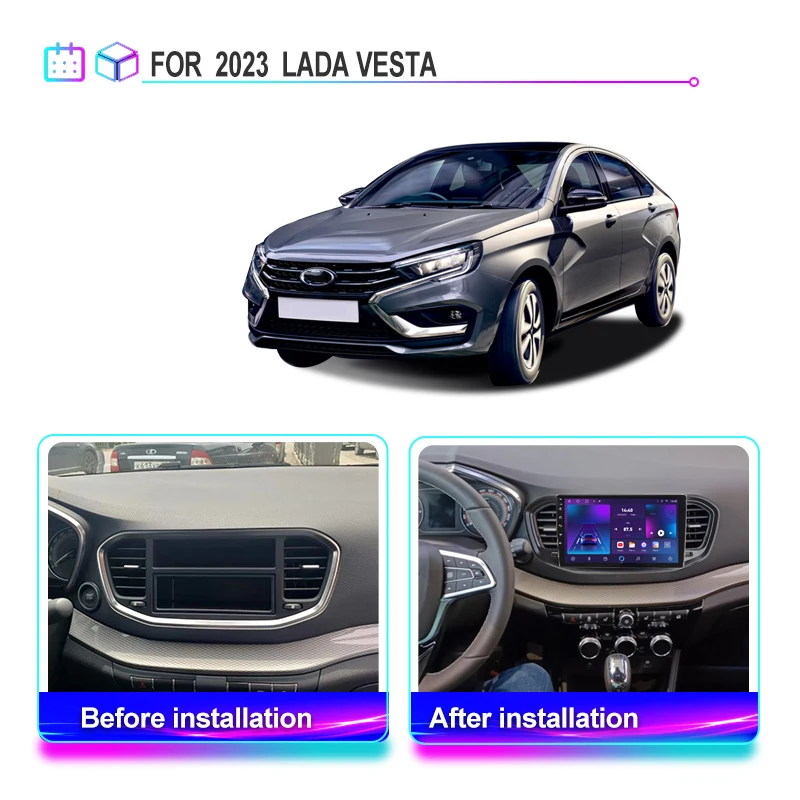 Android 11 DSP 4G+WiFi Car Radio Multimidia Video Player Navigation GPS For Lada Vesta 2023 2din Head Unit Carplay Auto 8+128G